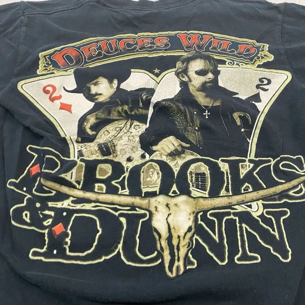 Vintage Brooks & Dunn - “Deuces Wild”. Black Shirt Small Faded